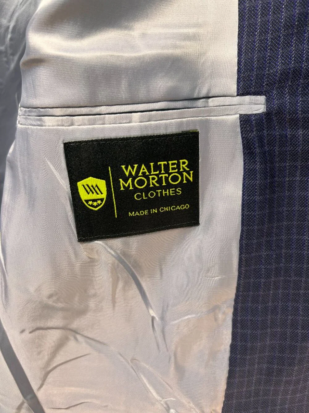 NWT WALTER MORTON 40R Blue Macro Check 2 Btn 100% Worsted Wool Blazer USA